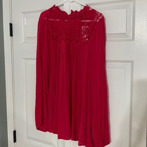 Hot pink blouse w/ cutouts & sheer detail. Torrid 2X 18-20 *New with tags*